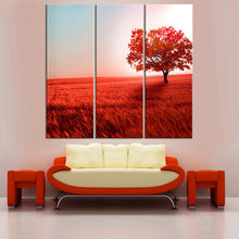 Load image into Gallery viewer, No Frame Red Tree Oil Painting Posters Landscape Cuadros Decoration Canvas Art Wall Picture for Living Room Home Decor 3 Pieces
