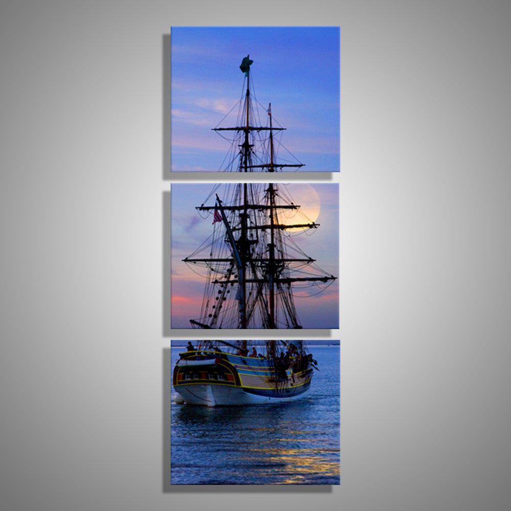 Oil Painting Canvas Sailing Ship Wall Art Decoration Artwork Home Decor On Canvas Modern Wall Pictures For Living Room (3PCS)