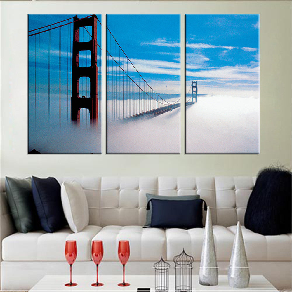 Unframed Canvas Painting Bridge HD A4 Art Print Home Decoration Landscape Modern Art Wall Picture for Livingroom Panels 3 Pieces
