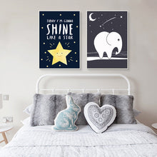 Load image into Gallery viewer, Modern Simple Decoration Starry Night Star Elephant Cartoon Pop Art Print Poster Mural Canvas Art Decoration Child Baby Room
