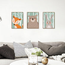 Load image into Gallery viewer, Modern Minimalist Cartoon Cute Animals A4 Art Posters Print Hippie Image Canvas Children&#39;s Baby Room Mural Painting Decoration
