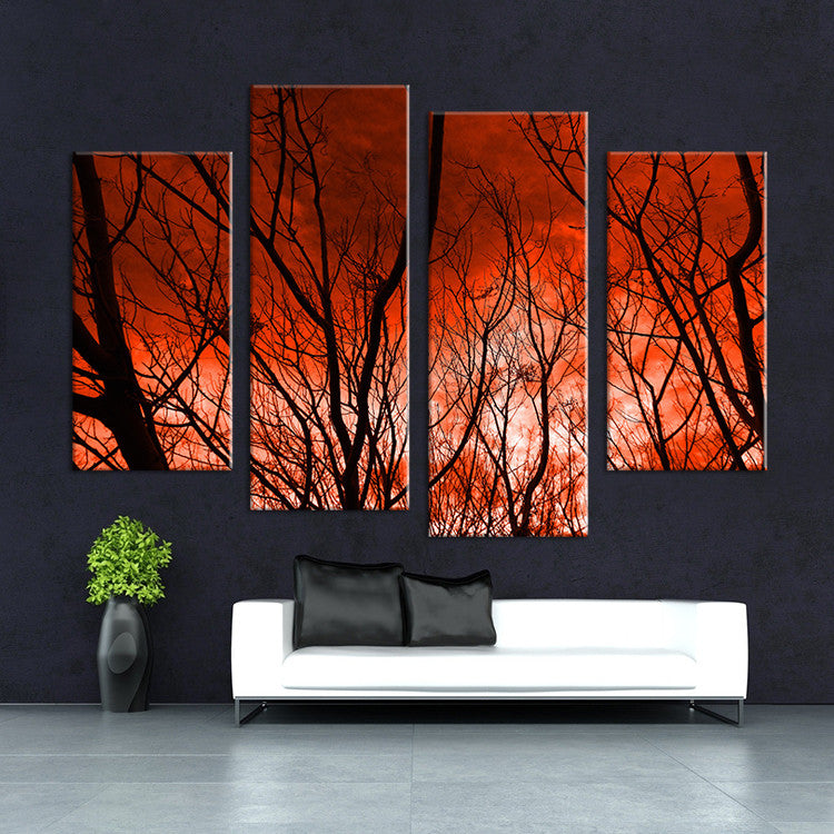 4PCS The sky caught fire HD Wall painting print on canvas for home decor ideas paints on wall pictures art No framed
