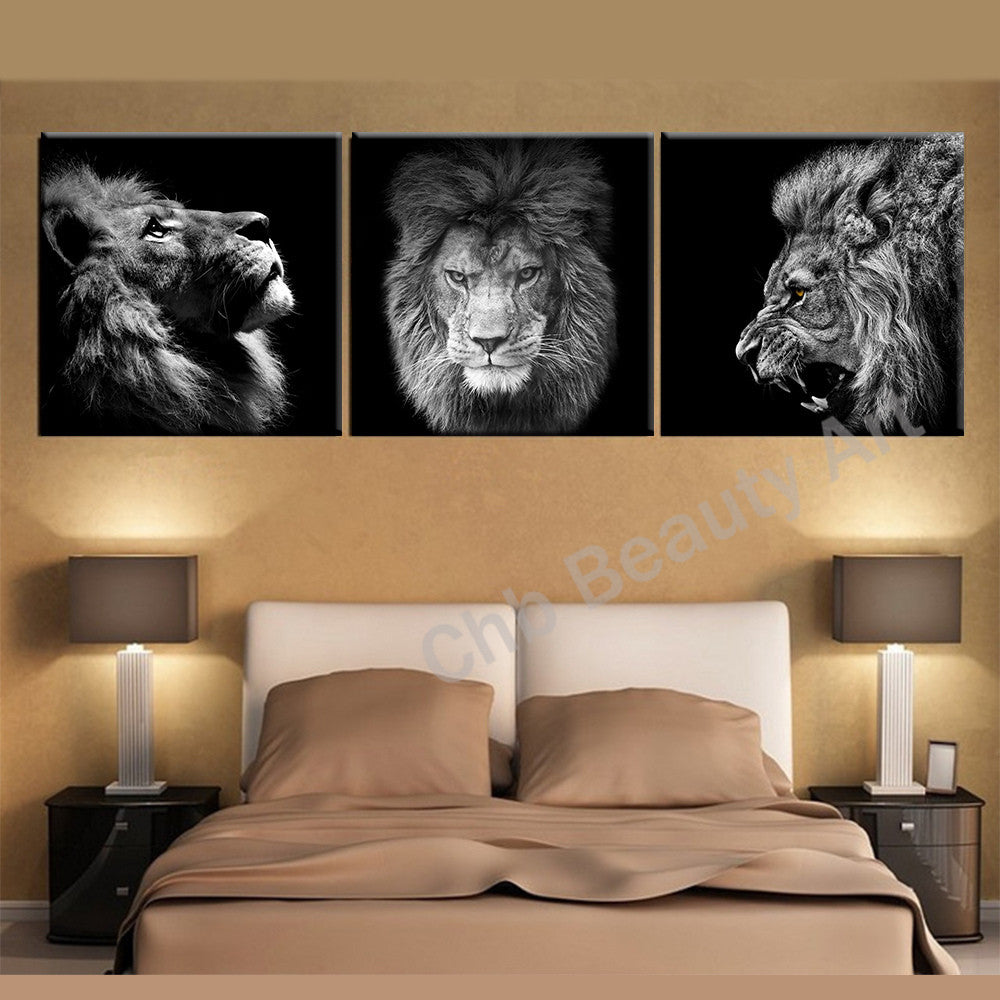 3 Panels Lion king canvas art modern abstract painting wall pictures for living room decoration pictures canvas print no frame