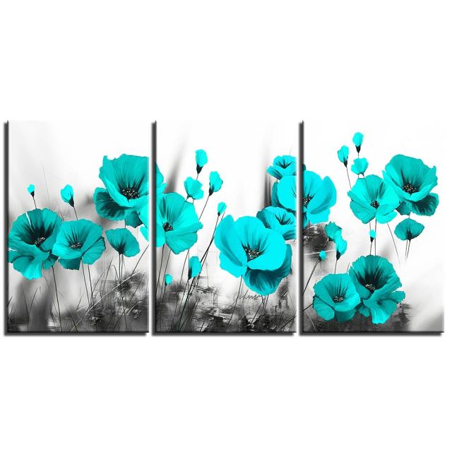Artsailing 3 Panels Yellow Poppy Flower Picture Canvas Painting Abstract Posters Print Wall Art  For Living Room Home Decor
