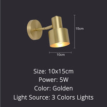 Load image into Gallery viewer, Small wall lamp bedroom modern minimalist living room aisle wall lamp balcony wall lamp free wiring all copper bedside wall lamp
