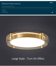 Load image into Gallery viewer, All-copper light luxury ceiling lamp Smart three-color dimming for living room, room and bedroom Support Tmall Genie
