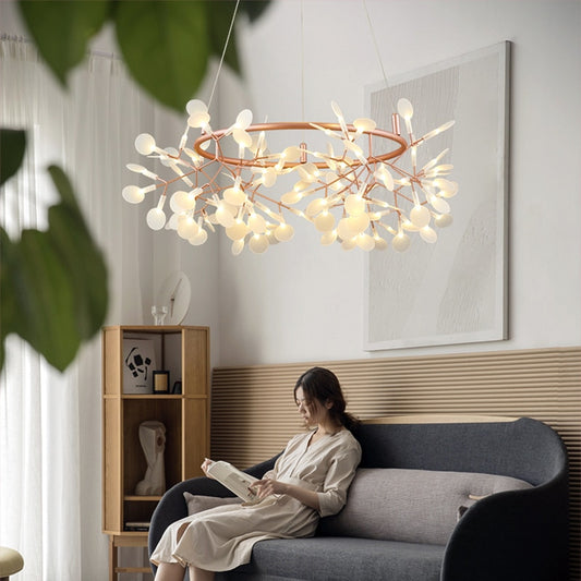 Firefly master bedroom living room Nordic post-modern creative personality leaf restaurant branch milk tea shop chandelier