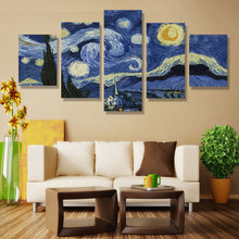 Load image into Gallery viewer, 5 piece Starry Night Printed On Canvas Vincent Willem Van Gogh Canvas Art Home Decor Painting Wall Art No Frame
