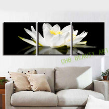 Load image into Gallery viewer, 3 Pcs/Set Canvas Print Flower White Lotus In Black Wall Art Modern Paintings Wall Pictures For Living Room
