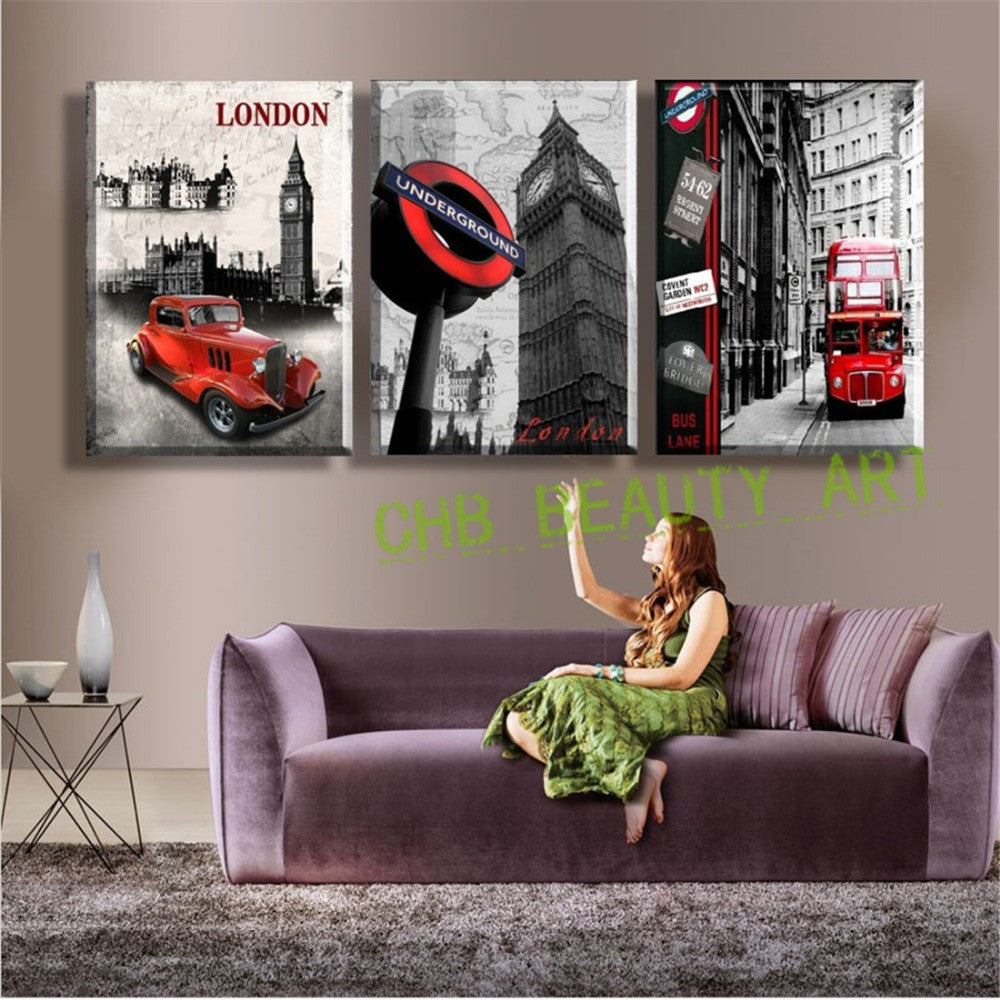 3 Panel Wall Art Paintings Famous London Building Wall Pictures For Living Room Modern Decorative Picture Unframed