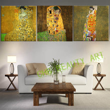 Load image into Gallery viewer, 3 Piece Gustav Klimt Kiss Prints Painting Abstract Canvas Art  Home Decoration Picture Wall Pictures For Living Room Unframed
