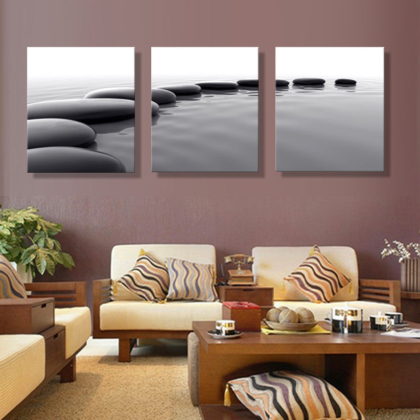 3 Panels Canvas Art Pebbles Stone HD Prints Wall Pictures For Living Room Still Canvas Painting Home Decor (no frame)