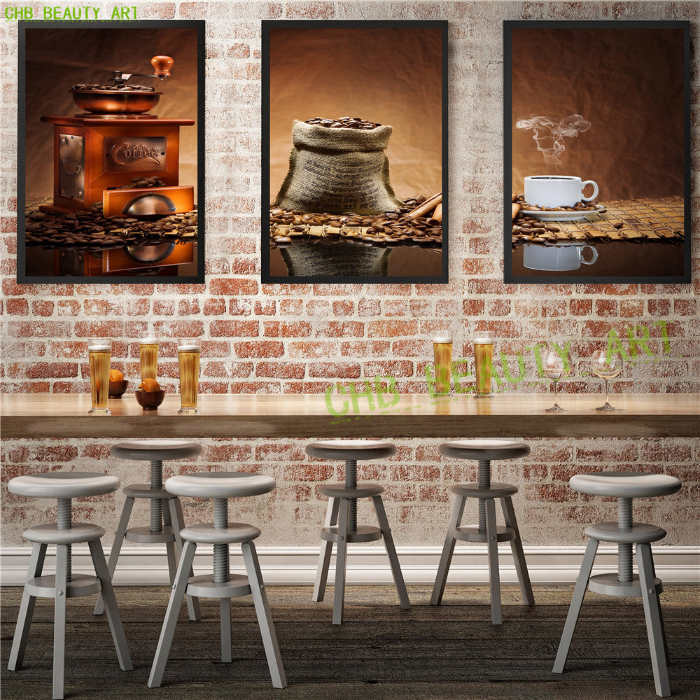 3 Panels Classic coffee canvas art modern oil painting wall pictures