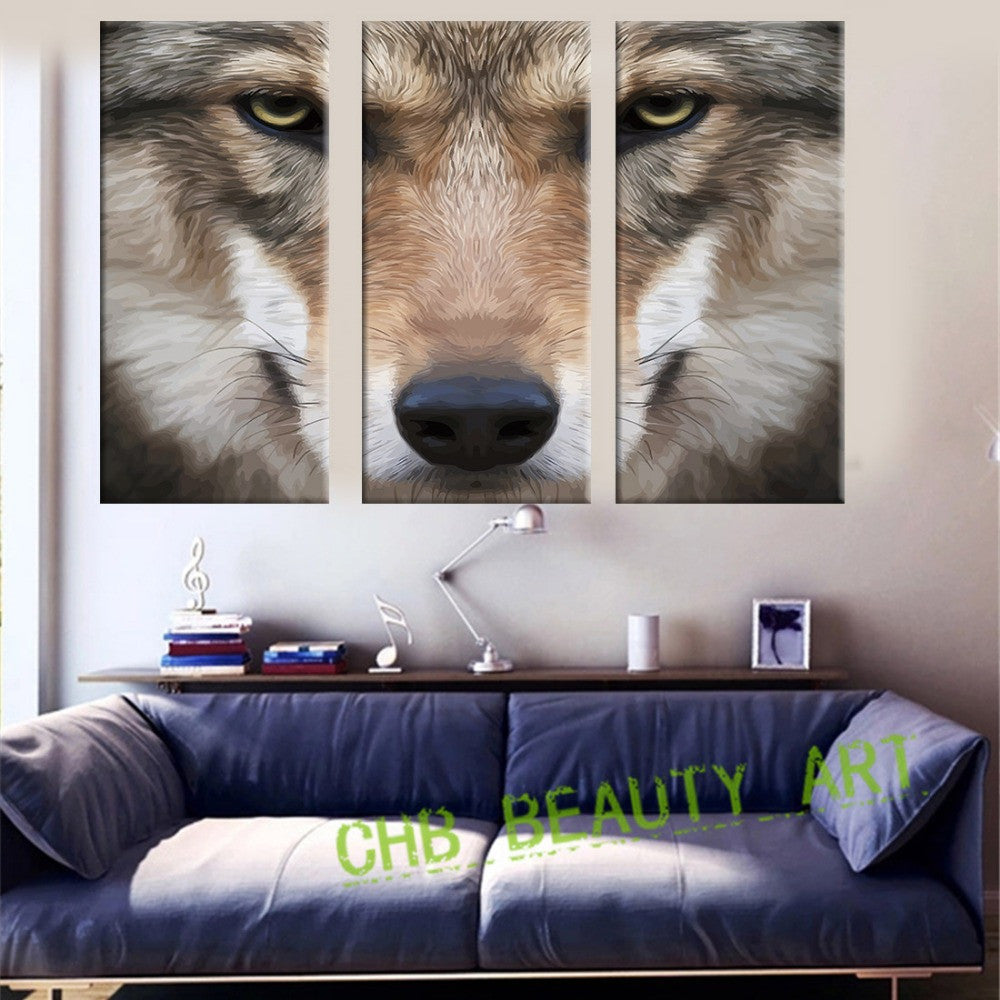 3 Piece Modern Wall Art Painting Canvas Amazing Wolf Prints Animal Picture Wall Pictures For Living Room Unframed