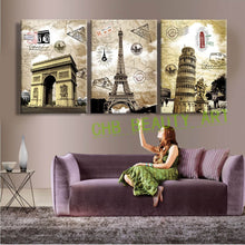 Load image into Gallery viewer, 3 Panel Canvas Paintings Art European Paris Italy Tower Wall Pictures For Living Room Home Decor Unframed
