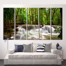 Load image into Gallery viewer, 5 panel Printed Canvas Painting Waterfalls in Forest  Home Decorative Picture Modern Wall Art  Wall Pictures For Living Room
