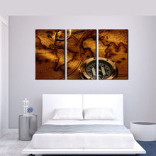Load image into Gallery viewer, 3 Panel Vintage Compass World Map HD Wall Art  Canvas Print Painting For Living Room Decoration Picture Unframed
