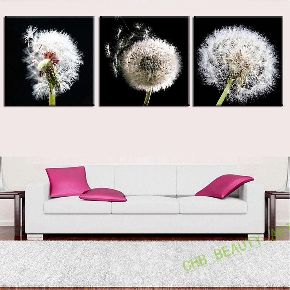 3 pieces canvas wall art canvas painting Dandelion landscape wall Pictures for living room HD print Unframed
