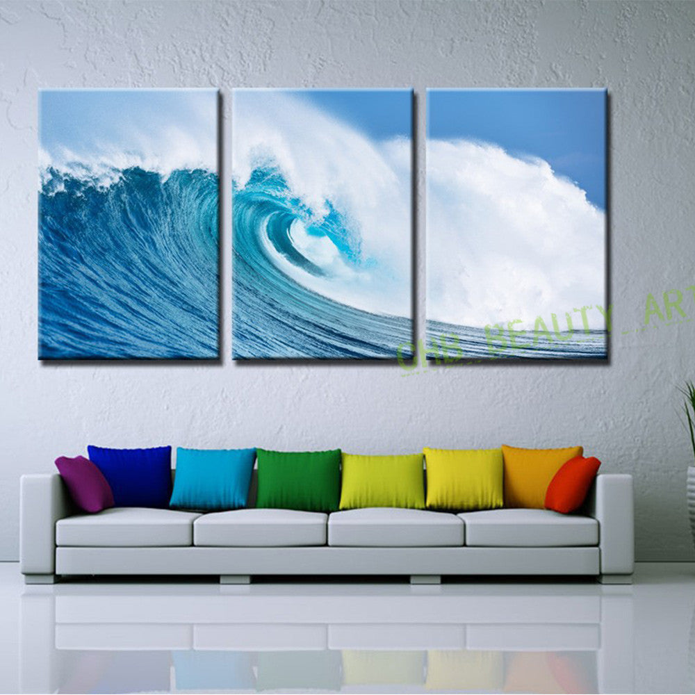 3 Piece Pure Ocean Waves Canvas Art  Modern Wall Painting Wall Pictures For Living Room Seascape Home Decor