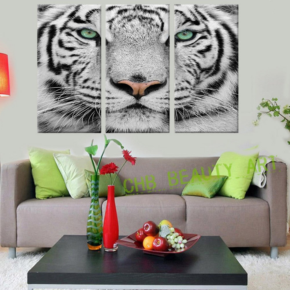 3 Panels Blue Tiger Eyes Canvas Painting Printed Painting Home Decor Wall Painting Art Wall Pictures For Living Room Unframed