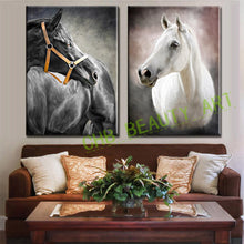 Load image into Gallery viewer, 2 Pcs/Set Modern Oil Painting Art Black White Horse HD Print Canvas Painting Wall Pictures for Living Room Decorative Pictures

