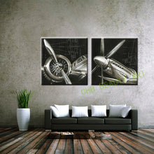 Load image into Gallery viewer, 2 Panels Vintage Airplane Paintings Cheap Abstract Picture HD Printed Painting On Canvas Wall Art For Living Room Or Hotel
