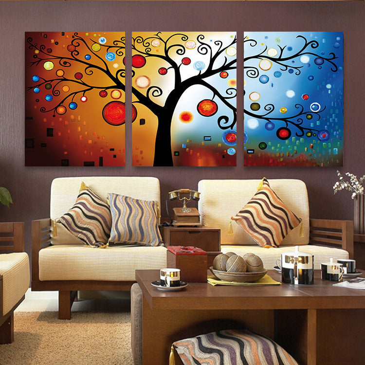 3 panel Lucky Tree modern abstract print painting unframed wall pictures for living room heavy color canvas art home decoration