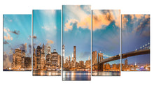 Load image into Gallery viewer, HD Large Canvas 5 Panels Home Decor Wall Art Painting Prints of Brooklyn Bridge Artwork Custom Sale-Modern City Canvas Painting

