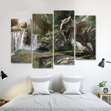 Load image into Gallery viewer, 4 Panels canvas art canvas painting Modular pictures spray Jurassic Park dinosaur image modern home decoration wall art unframed
