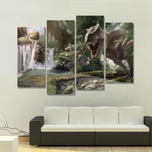 Load image into Gallery viewer, 4 Panels canvas art canvas painting Modular pictures spray Jurassic Park dinosaur image modern home decoration wall art unframed
