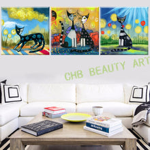 Load image into Gallery viewer, 3 Panel Modern Abstract Canvas Art Printed Painting On Canvas Animal Cat Wall Pictures For Living Room  No Frame
