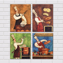 Load image into Gallery viewer, 4 Pieces Modern Abstract Canvas Painting Funny Chef  Wall Art For Kitchen Room Dinner Room Canvas Prints Unframed
