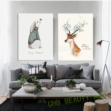 Load image into Gallery viewer, Triptych Animal Beautiful Deer Art Prints Poster  Wall Pictures For Living Room Canvas Painting For Kids Room Unframed
