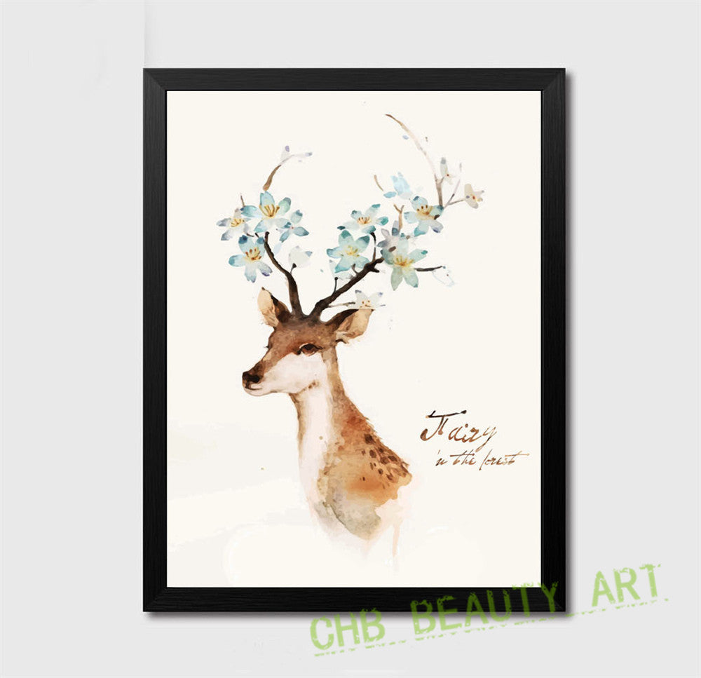 Triptych Animal Beautiful Deer Art Prints Poster  Wall Pictures For Living Room Canvas Painting For Kids Room Unframed