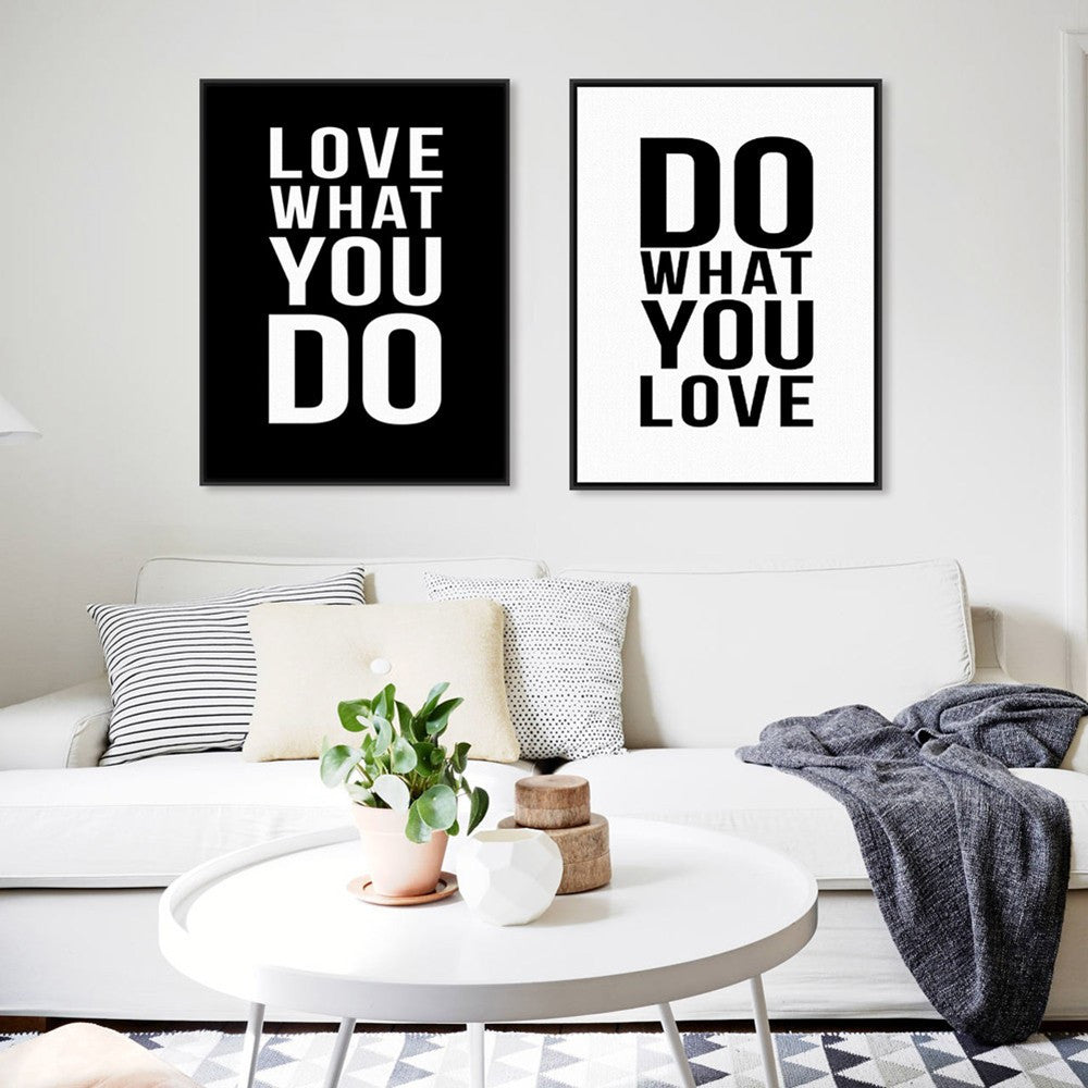 2 Panel Black White Motivational Love Quotes Poster Print Vintage Picture Canvas Painting Wall Art Home Decor Unframed