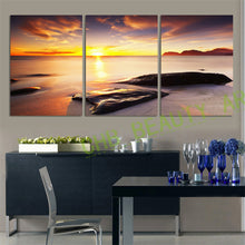 Load image into Gallery viewer, 3 Piece Wall Art  Sunset Sea Canvas Painting  Wall Pictures For Living Room HD Seascape Stone Decoration Pictures Unframed
