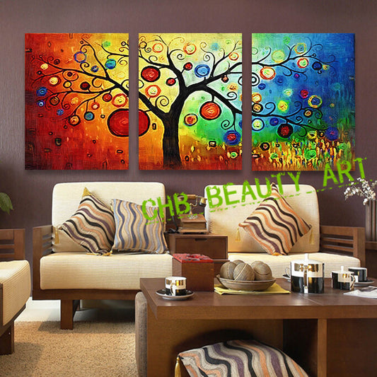 3 panel Lucky Tree modern abstract print painting unframed wall pictures for living room canvas art home decoration Unframed