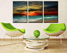 Load image into Gallery viewer, 3 Panel Sunset beach Canvas Print Painting decorative painting  painting for living room decorative pictures
