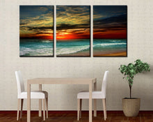 Load image into Gallery viewer, 3 Panel Sunset beach Canvas Print Painting decorative painting  painting for living room decorative pictures
