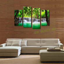 Load image into Gallery viewer, 4 Piece Green Waterfall Modern Wall Art HD Large Picture Canvas Print Painting For Living Room Decor
