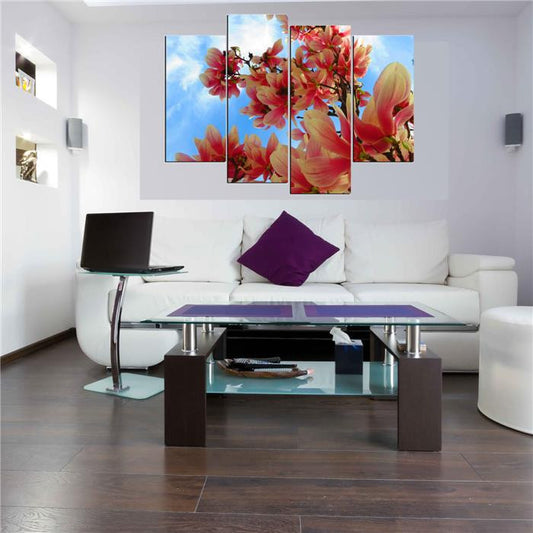 4 Panels Beautiful Flowers  Large HD Picture Canvas Oil Painting Artwork Modern Decoration Wall Pictures For Living room