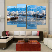 Load image into Gallery viewer, 2016 Hot Sell 4 panel Ice Mountain Lake Bridge Large HD Picture Modern Painting Home Decor Canvas Print on canvas
