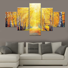 Load image into Gallery viewer, 5 Piece Modern Abstract Wall Art Sunshine Autumn Maple Tree HD Canvas Painting Home Decoration Wall Pictures For Living Room
