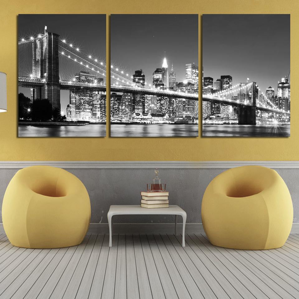 3 Piece Modern Wall Painting New York Brooklyn Bridge Home Decorative Art Picture Paint On Canvas Prints Unframed Unframed