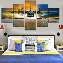 Load image into Gallery viewer, 5 Piece Printed Airplane Landscape Group Canvas Painting Wall Pictures For Living Room Decorative Pictures Unframed
