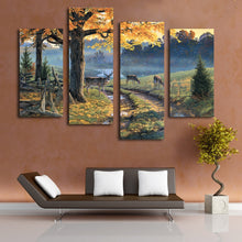 Load image into Gallery viewer, 4 Pcs canvas art Beautiful landscape prints deer around the river Wall Pictures for Living home canvas painting unframed
