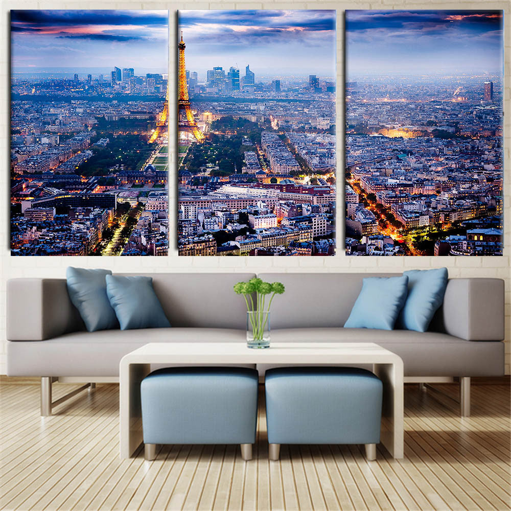 3 Piece Canvas Wall Art Printed Oil Painting On Canvas Eiffel Tower in Paris wall Pictures for living Room Unframed