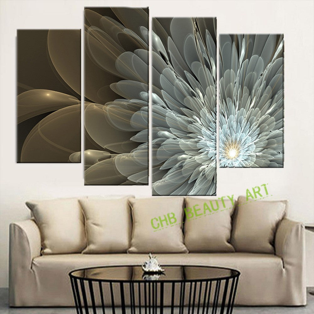 4 Panel Canvas Painting Wealth And Luxury Golden Flowers Art Picture Home Decor On Canvas Modern Wall Painting Unframed