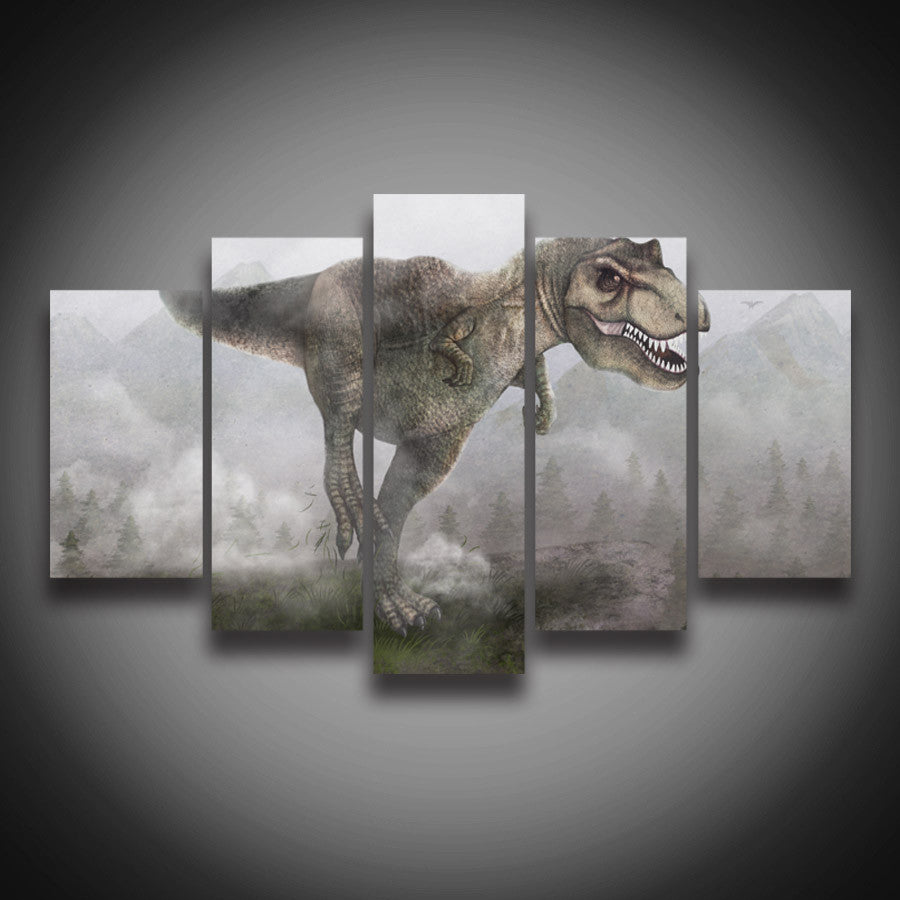 5 Pieces Roaring Dinosaur Canvas Painting Decoration Picture Print Poster Wall Art Decorative Painting Unframed
