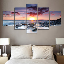 Load image into Gallery viewer, 5 Panel Modern Printed Sea Wave Landscape Painting Picture Canvas Art Seascape Painting For Living Room No Frame
